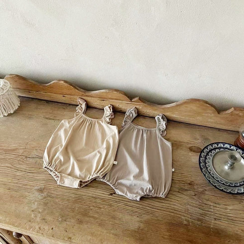 Infant Fly Sleeve Jumpsuit Simple Vest Creeper